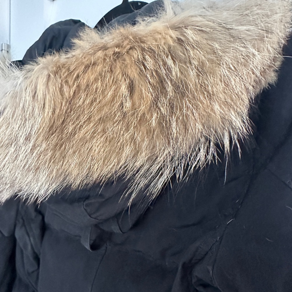 Canada Goose Shelburne Black Parka Coat with Fur Hood - Picture 5 of 6